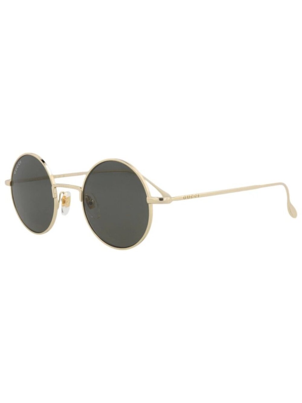 New Gucci Women's Sunglasses Round Oval Metal Frame Gold Gold Grey